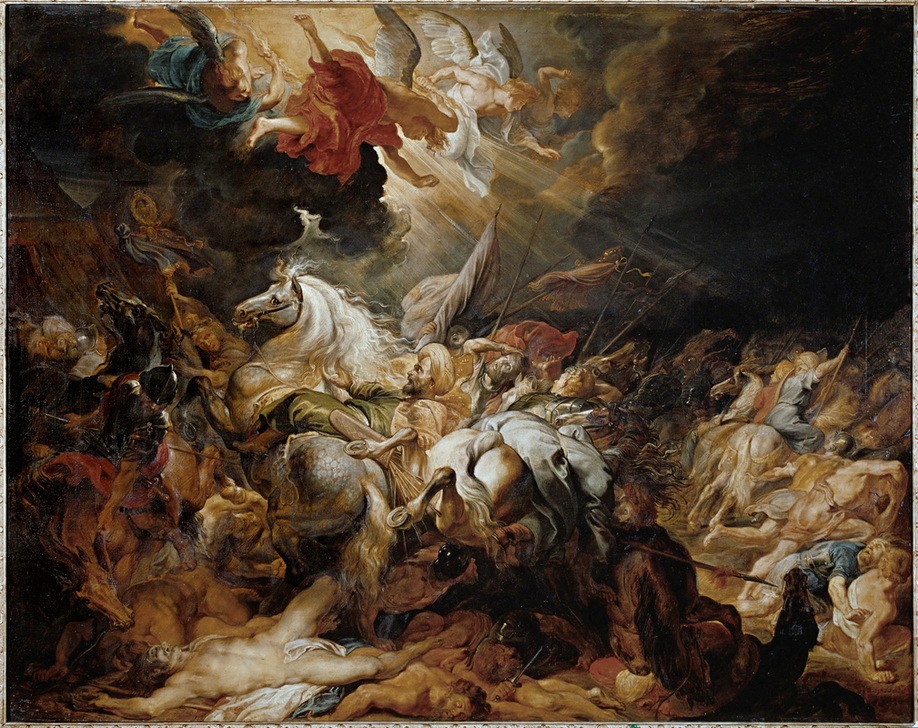 Peter Paul Rubens, Die Niederlage Sanheribs (Engel,Geschichte,Pferd (Tier),Tod,Reiter,Barock,Schlacht,Altes Testament,Bibel,Niederländische Kunst,Assyrer,Tier,Niederlage,Reiten,Jüdisch-Christlich)