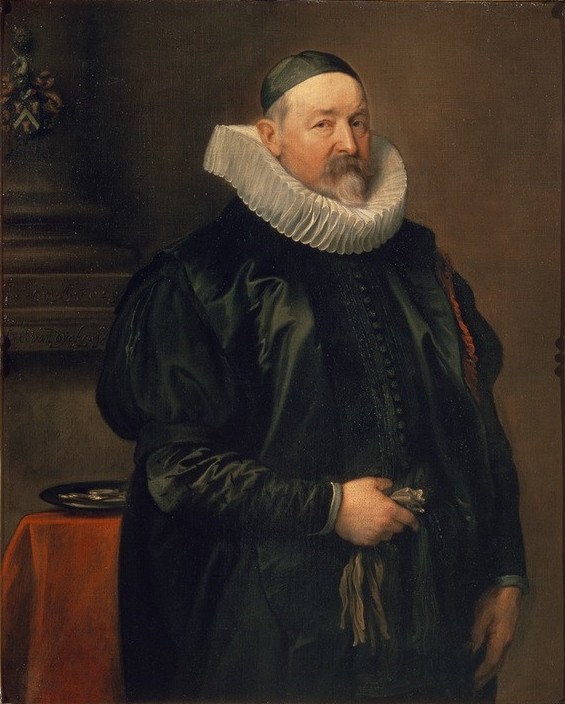 Anthonis van Dyck, Der Wohltäter Adriaen Stevens (Portrait, Gesicht, Bildnis, Mann, Persönlichkeiten, Mühlsteinkragen, Halskrause, Adel, Barock, Klassiker, Wunschgröße, Wohnzimmer)