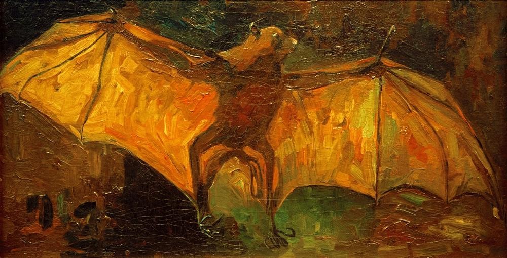 Vincent van Gogh, Fliegender Hund (Kalong) (Fledermaus,Zoologie,Impressionismus,Niederländische Kunst,Kalong,Pteropodidae,Flughund)