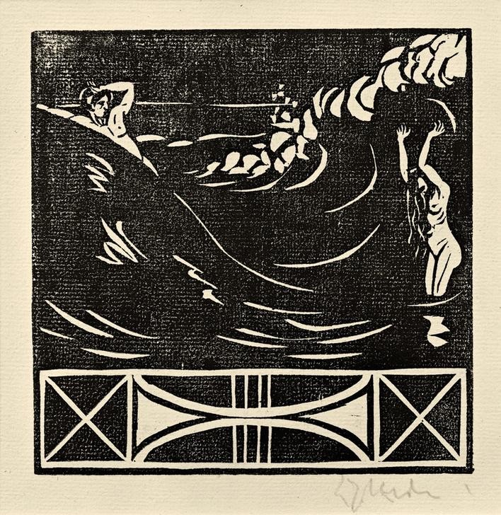 Ernst Ludwig Kirchner, Trennung (Deutsche Kunst,Frau,Kunst,Liebe Und Ehe,Liebespaar,Mann,Mensch,Akt,Expressionismus,Die Brücke,Trennung)