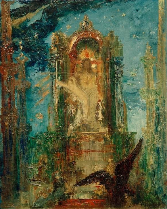 Gustave Moreau, Jupiter et Sémélé (Adler,Kunst,Mythologie,Nymphe,Symbolismus,Geliebte,Götterliebschaften,Blitz,Thron,Französische Kunst,Götter,Liebestod,Liebhaber,Griechisch-Römische Mythologie)