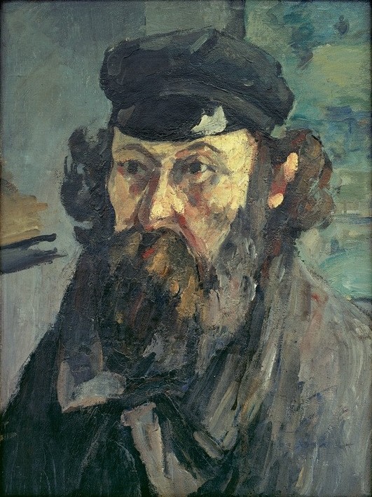 Paul Cézanne, Portrait de Cézanne à la casquette (Künstler,Maler (Künstler),Mann,Mode,Impressionismus,Selbstbildnis,Portrait,Französische Kunst,Person,Mütze)