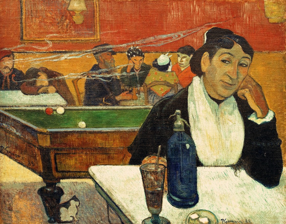 Paul Gauguin, Im Cafe (Alkohol,Billard,Essen Und Trinken,Frau,Gastronomie,Siphon,Spiel,Volkskunde,Portrait,Französische Kunst,Cafe,Sammlung I.A.Morosow,Synthetismus,Schule Von Pont-Aven,Gastwirtin,Land Und Leute)