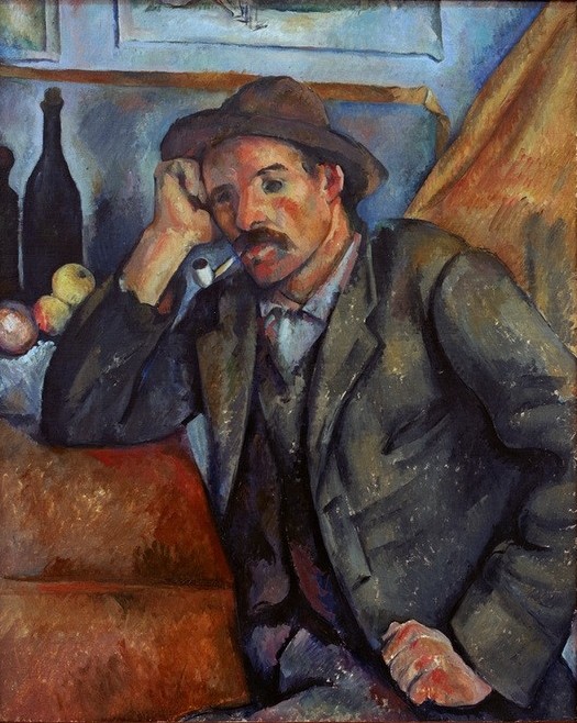 Paul Cézanne, Le fumeur (Herrenmode,Mann,Mode,Tabak,Volkskunde,Impressionismus,Hut,Pfeife (Tabak),Rauchen,Portrait,Weste,Französische Kunst,Jackett,Gedanken,Jahrhundertwende,Entspannung,Kopf Stützen,Raucher,Land Und Leute)