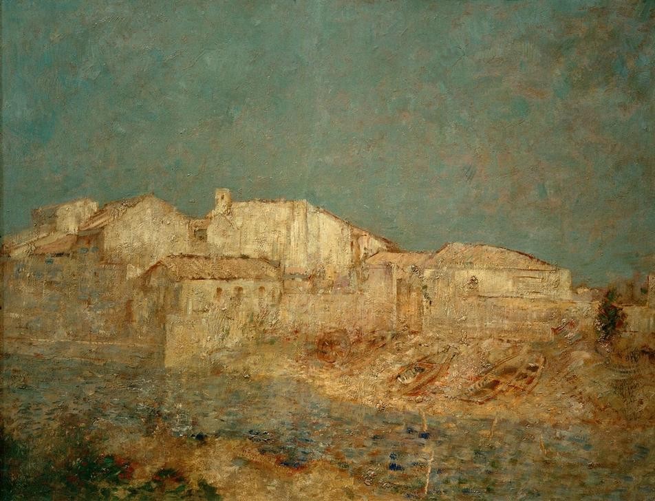 Odilon Redon, Paysage de Venise (Boot,Dorf,Haus,Küste,Kunst,Landschaft,Stadt,Strand,Meer,Symbolismus,Französische Kunst)