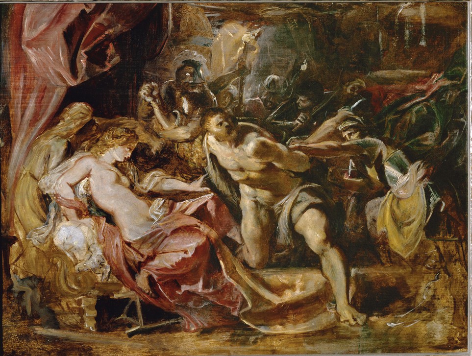 Peter Paul Rubens, Samson und Dalila (Krieg,Liebe,Religion,Samson Und Delilah,Verhaftung,Barock,Schlacht,Altes Testament,Bibel,Verführung,Geschlechtsverkehr,Geheimnis,Niederländische Kunst,Erotische Kunst,Kampf,Sexualität,Gefühl (Stimmung),Erregung,Kraft,Jüdisch-Christlich,Frisur)