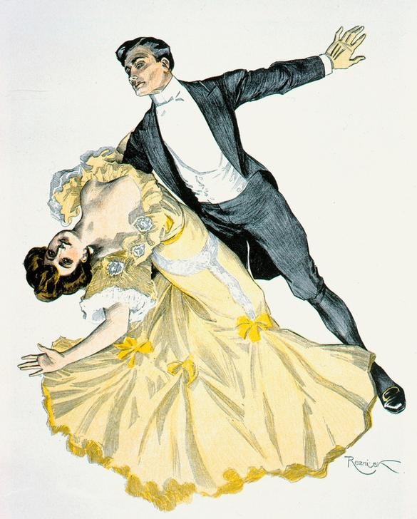 Ferdinand von Reznicek, Tingeltangelwalzer (Deutsche Kunst,Gesellschaftstanz,Jugendstil,Mode,Tanz,Walzer,Österreichische Kunst,Paar)