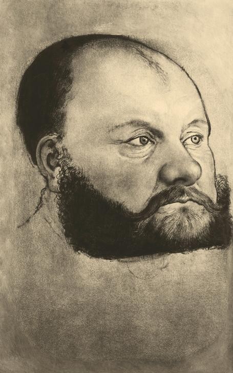 Lucas Cranach der Ältere, Wolfgang von Anhalt (Fürst, Reformator, Mann,  Vollbart, Kopf, Gesicht, Studie, Zeichnung, Gesellschaft, Persönlichkeiten, Menschen, Portrait, Klassiker, Renaissance, Wunschgröße, Wohnzimmer)