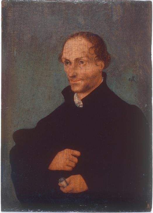 Lucas Cranach der Ältere, Philipp Melanchthon (Christentum, Humanist, Mann, Reformation, Reformator, Religion, Bildnis, Portrait, Persönlichkeiten, Gesellschaft, Menschen, Klassiker, Renaissance, Wunschgröße, Wohnzimmer)