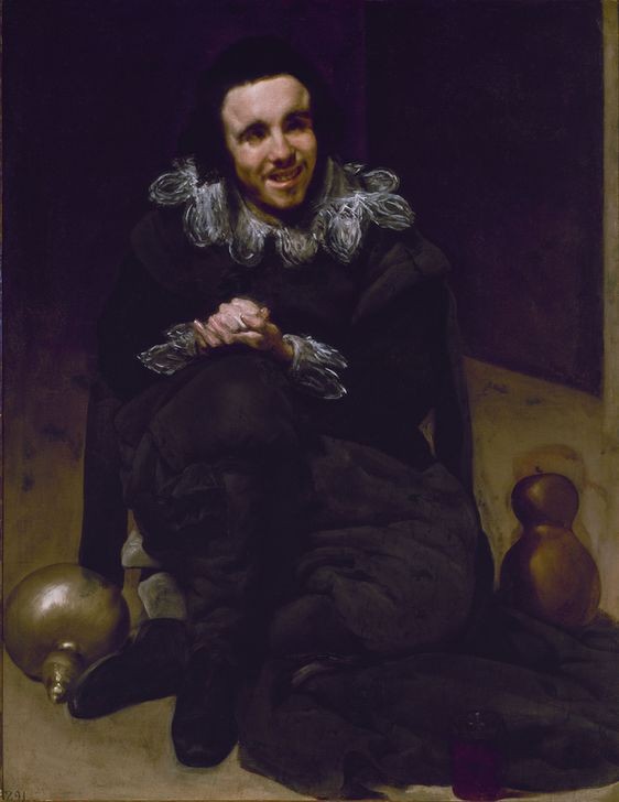 Diego Rodriguez de Silva y Velasquez, The Jester Calabacillas (Dienstboten,Figurine,Kunst,Barock,Portrait,Schielen,Clown,Kürbis,Diener,Dienerin,Hauspersonal,Figur,Statuette,Anomalie,Spassvogel)