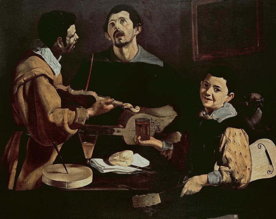 Diego Rodriguez de Silva y Velasquez, The musicians (Musiker,Musik,Barock,Geige,Instrument,Lied,Fiedel,Musikant,Ameise)