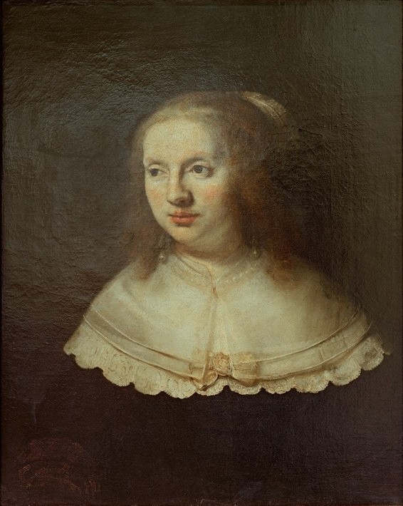 Rembrandt Harmenszoon van Rijn, Frauenbildnis (Frau,Mensch,Portrait,Bürgertum,Rembrandtschule,Holländische Kunst,Brustbild)