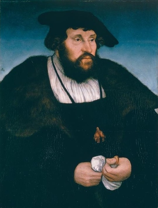 Lucas Cranach der Ältere, Bildnis Christians II., Königs von Dänemark (König, Persönlichkeiten,  Mode,Orden (Auszeichnung), Bart,  Barett, Klassiker, Renaissance, Wunschgröße, Wohnzimmer,)
