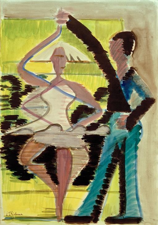 Ernst Ludwig Kirchner, Tanzpaar (Ballett,Deutsche Kunst,Kunst,Musik,Tänzer,Tänzerin,Tanz,Expressionismus,Die Brücke,Pirouette,Tanzpaar,Tutu (Ballett))