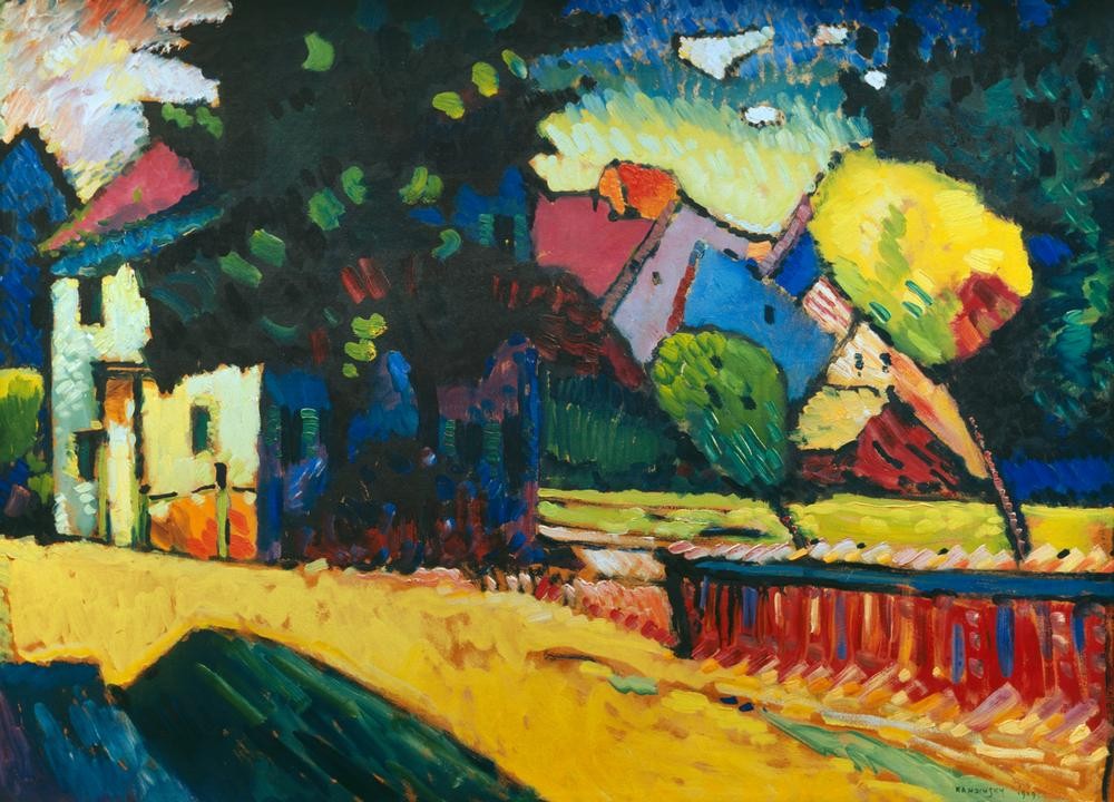 Wassily Kandinsky, Murnau – Landschaft mit grünem Haus (Dorf,Haus,Landschaft,Expressionismus,Russische Kunst)