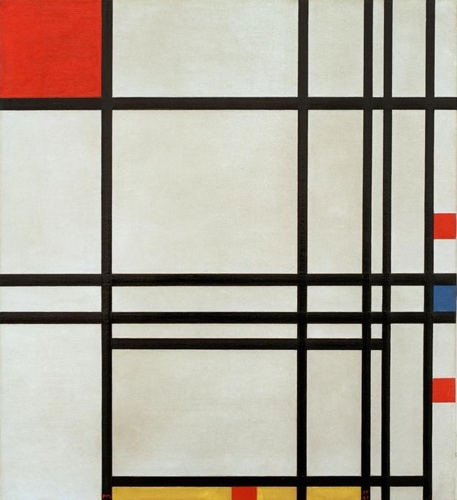 Piet Mondrian, Komposition Nr. 8 (Geometrie,Abstrakte Kunst,Niederländische Kunst,Viereck,Rechteck,Neo-Plastizismus)