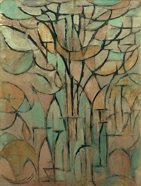Piet Mondrian, Die Bäume (Botanik,Kubismus,Baum,Abstrakte Kunst,Niederländische Kunst)