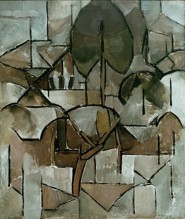 Piet Mondrian, Landschaft mit Bäumen (Botanik,Landschaft,Kubismus,Baum,Abstrakte Kunst,Niederländische Kunst)