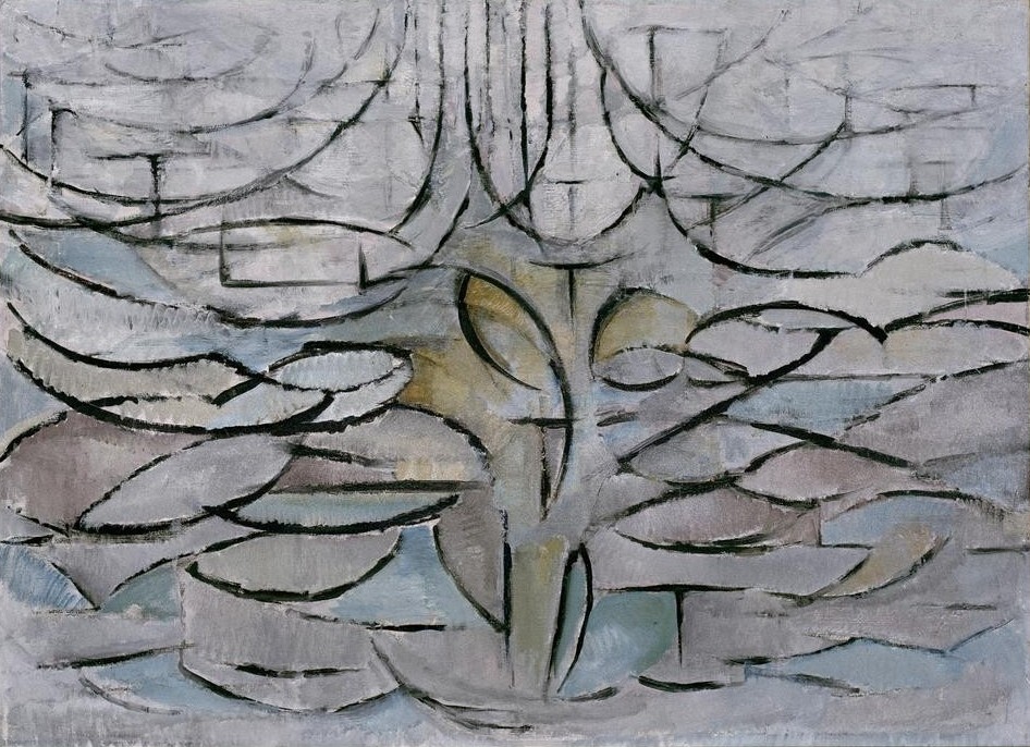 Piet Mondrian, Blühender Apfelbaum (Baumblüte,Botanik,Kubismus,Baum,Abstrakte Kunst,Niederländische Kunst,Apfelbaum)