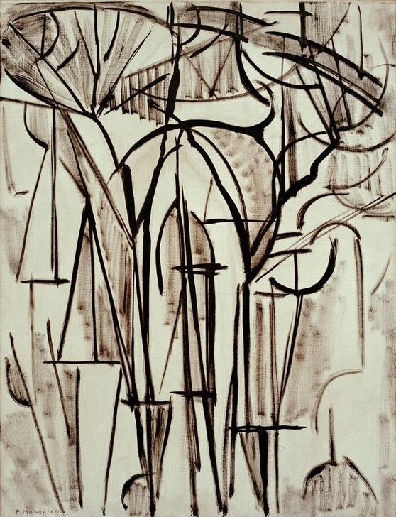 Piet Mondrian, Komposition Bäume I (Botanik,Kubismus,Baum,Abstrakte Kunst,Niederländische Kunst)