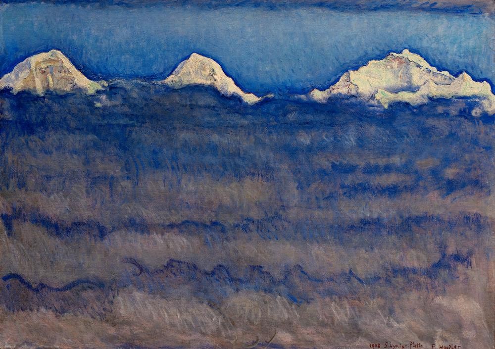 Ferdinand Hodler, Eiger, Mönch und Jungfrau über dem Nebelmeer (Gebirge,Geographie,Jugendstil,Nebel,Schweizerische Kunst,Topographie)