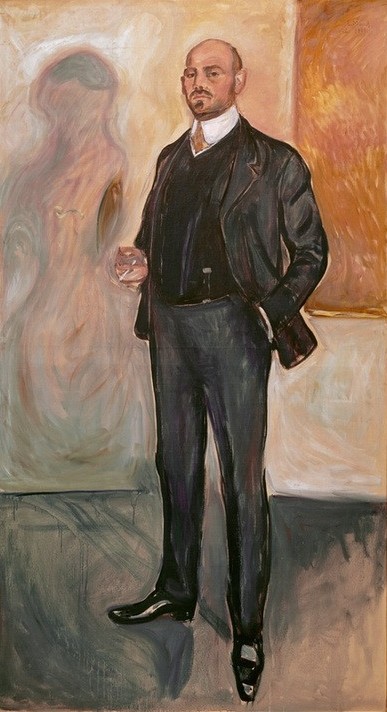 Edvard Munch, Walther Rathenau (Minister,Geschichte,Herrenmode,Industrieller,Kunst,Literatur,Mann,Mensch,Mode,Politiker,Schriftsteller,Tabak,Zigarette,Bart,Rauchen,Portrait,Anzug,Expressionismus,Aussenminister,Norwegische Kunst,Hände In Den Hosentaschen,Jude,Selbstbewusstsein,Skandinavi)