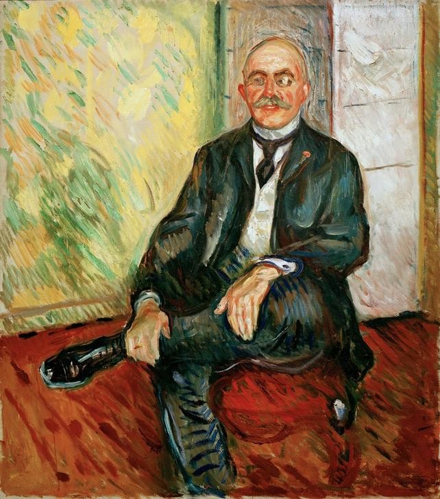 Edvard Munch, Gustav Schiefler (Kunstsammler,Mann,Portrait,Expressionismus,Mäzen,Norwegische Kunst,Sitzen,Person)
