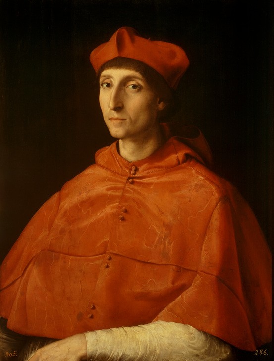 Raffael, Bildnis eines Kardinals (Kardinal,Katholische Kirche,Kirche,Kunst,Mann,Religion,Renaissance,Klerus,Portrait,Italienische Kunst)