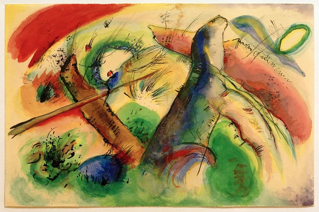Wassily Kandinsky, Komposition E (Kunst,Expressionismus,Der Blaue Reiter,Abstrakte Kunst,Abstraktion,Farbigkeit,Farbe)