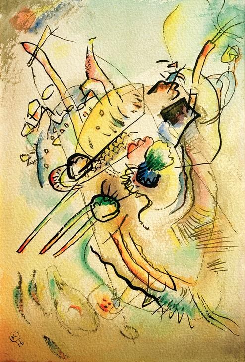Wassily Kandinsky, Komposition D (Kunst,Expressionismus,Der Blaue Reiter,Abstrakte Kunst,Russische Kunst,Abstraktion)