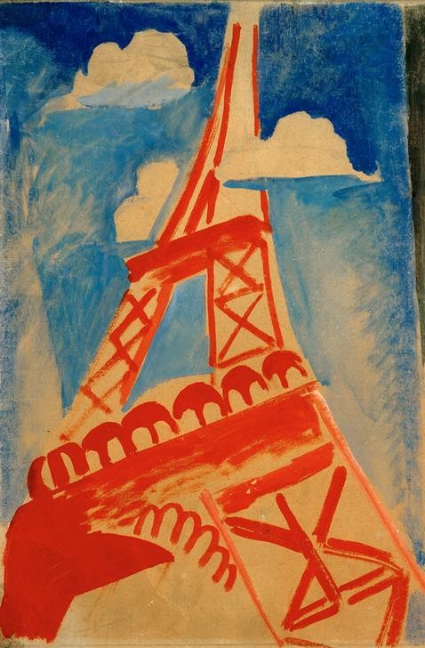Robert Delaunay, Eiffelturm (Architektur,Geographie,Kunst,Turm,Eisenkonstruktion,Kubismus,Perspektive,Architekturdarstellung,Französische Kunst,Ansicht,Wahrzeichen,Topographie,Stahlkonstruktion)