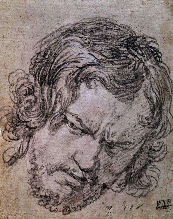 Diego Rodriguez de Silva y Velasquez, DIBUJO CABEZA DE HOMBRE. (Mann,Portrait,Gesicht,Ärgern,Wutausbruch,Zorn)