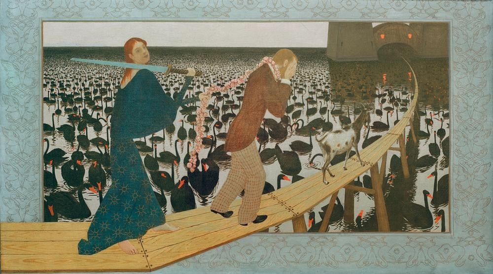 Thomas Theodor Heine, Exekution (Deutsche Kunst,Hochzeit,Jugendstil,Karikatur,Kunst,Liebe Und Ehe,Symbolismus,Hochzeitsnacht,Sexualität,Kampf Der Geschlechter)