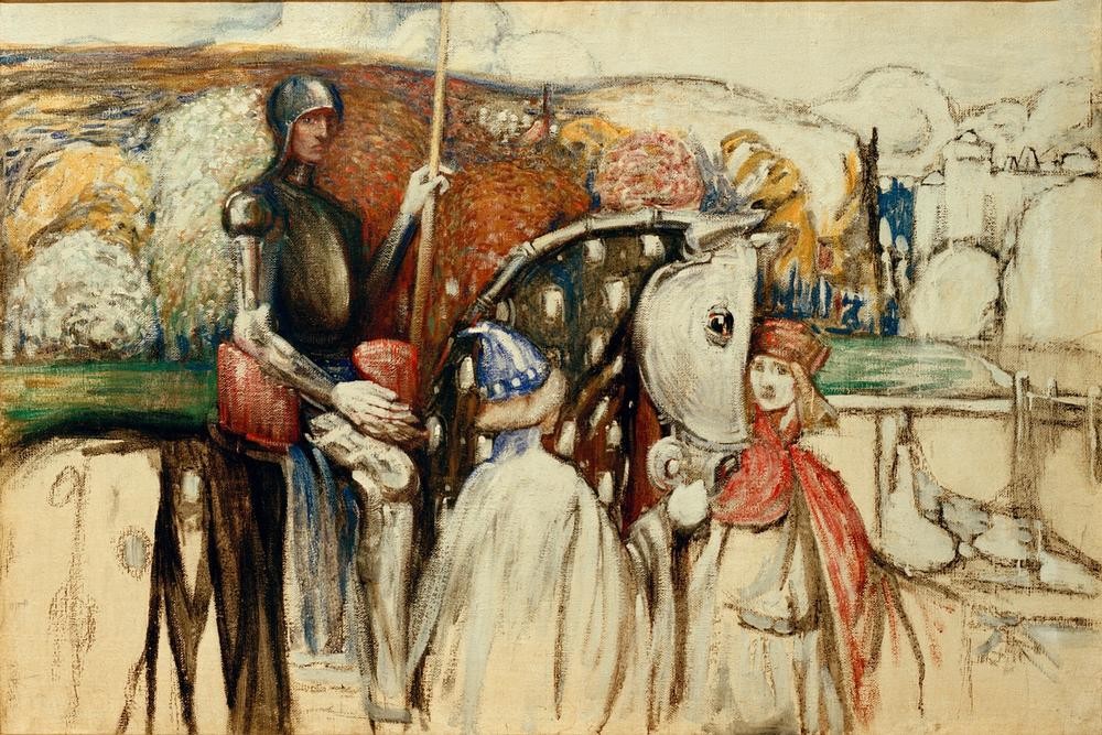 Wassily Kandinsky, Reisiger Ritter (Geschichte,Pferd (Tier),Rittertum,Rüstung (Schutzkleidung),Russische Kunst,Reiten,Knappe (Rittertum))