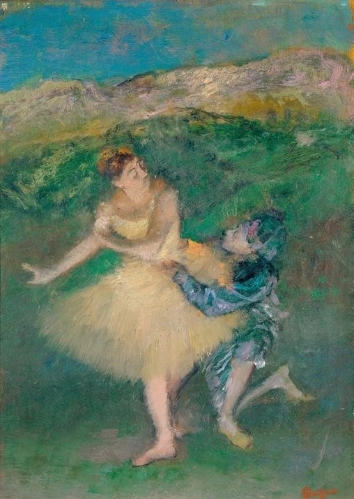 Edgar Degas, Arlequin et Colombine (Ballett,Musik,Szene,Tanz,Theater,Impressionismus,Harlekin,Französische Kunst,Pas De Deux,Ballerina)