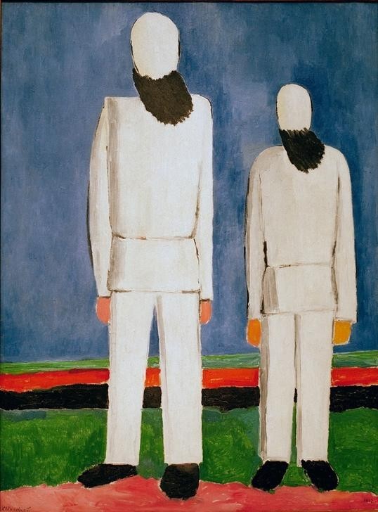 Kasimir Malewitsch, Zwei männliche Figuren (Bauer (Landwirt),Gruppenbild,Kunst,Mann,Sowjetische Kunst,Russische Kunst,Suprematismus,Ukrainische Kunst)