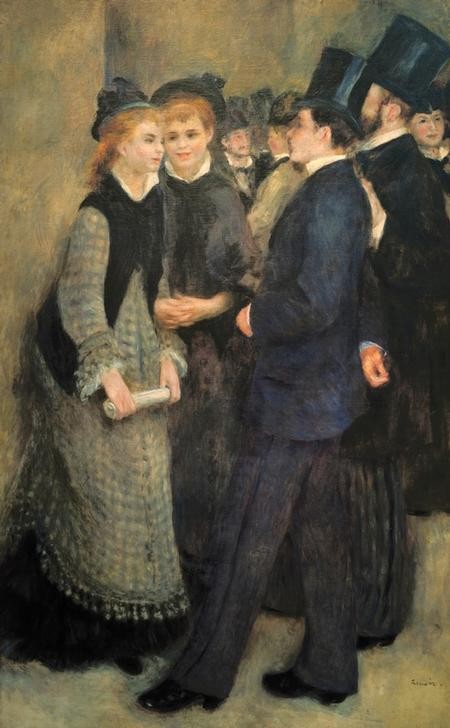 Pierre-Auguste Renoir, La sortie du Conservatoire (Ausbildung,Gruppenbild,Kunst,Musik,Impressionismus,Französische Kunst,Konservatorium,Vorstellung,Studentenleben,Unterhaltung (Gespräch))