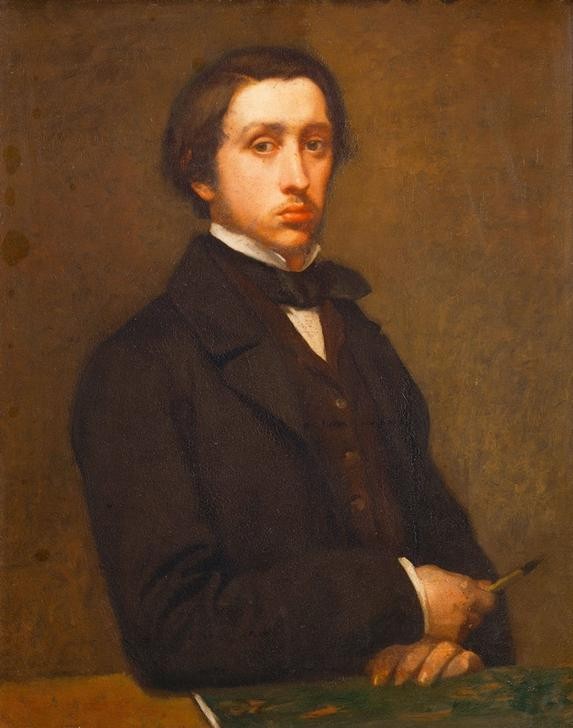 Edgar Degas, Portrait de l’artiste, dit Degas au porte-fusain (Künstler,Maler (Künstler),Mann,Zeichner,Impressionismus,Selbstbildnis,Portrait,Zeichenmappe,Französische Kunst,Halbfigur,Person,Junger Mann)