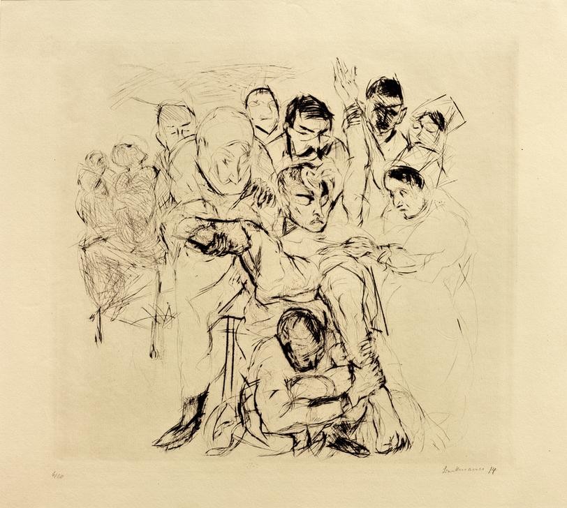Max Beckmann, Kleine Operation (Ärzte, Krankenschwestern, Kranker, Mensch und Gesellschaft, Zeichnung, Grafik, Expressionismus, Klassische Moderne, Wunschgröße, Wohnzimmer, schwarz/weiß)