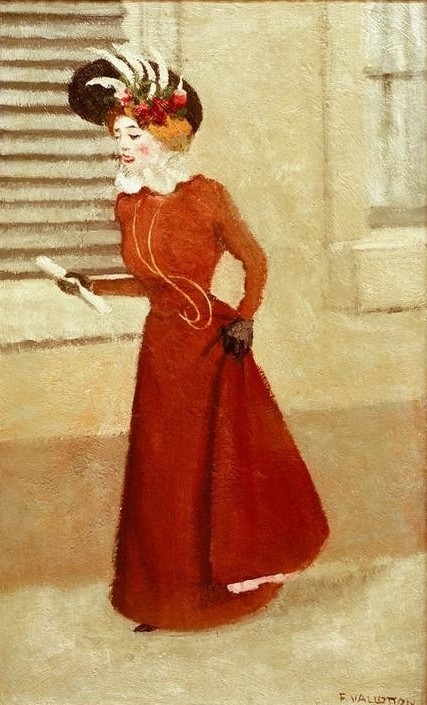Felix Vallotton, Femme au chapeau a plumes (Damenmode,Frau,Mensch,Mode,Hut,Französische Kunst,Fussgänger,Schweizerische Kunst,Nabis)