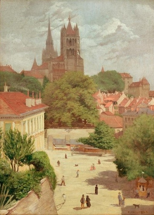 Felix Vallotton, Vue de Lausanne (Geographie,Impressionismus,Vedute,Schweizerische Kunst,Stadtlandschaft,Topographie,Kathedrale)