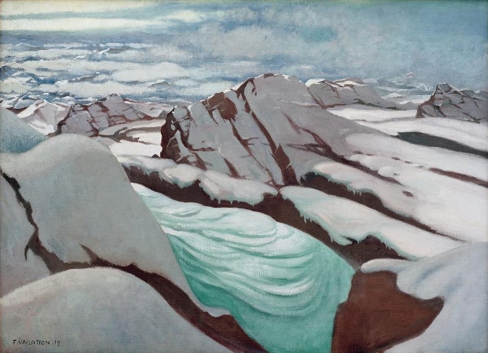 Felix Vallotton, Paysage hautes alpes, glaciers et pics neigeux (Gebirge,Landschaft,Schnee,Gletscher,Französische Kunst,Schweizerische Kunst,Nabis,Gipfel,Umweltschutz)