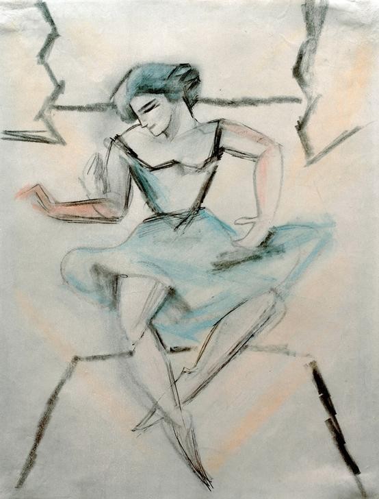 August Macke, Tänzerin (Ballett,Deutsche Kunst,Musik,Tänzerin,Tanz,Expressionismus,Der Blaue Reiter,Ballerina)