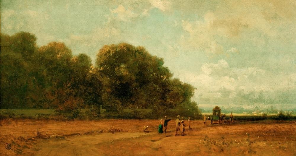 Carl Spitzweg, Am Nymphenburger Park, München (Deutsche Kunst,Landschaft,Realismus)