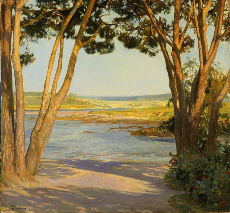 Francisco Llorens Diaz, SANTA CRUZ  (Strand, Sand, Bäume, Pinien, Meer, klassische Moderne,   Wohnzimmer, Realismus, Wunschgröße, Malerei)