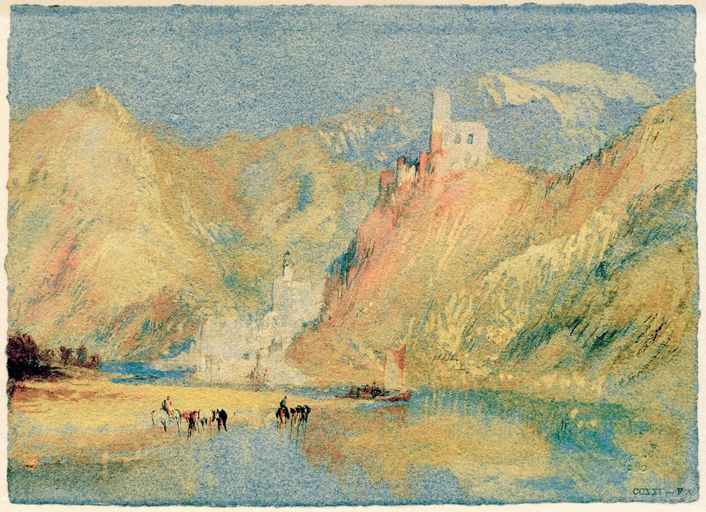 JOSEPH MALLORD WILLIAM TURNER, Beilstein und Burg Metternich (Burg (Bauwerk),Geographie,Landschaft,Fluss,Stadtansicht,Englische Kunst,Ufer,Topographie)