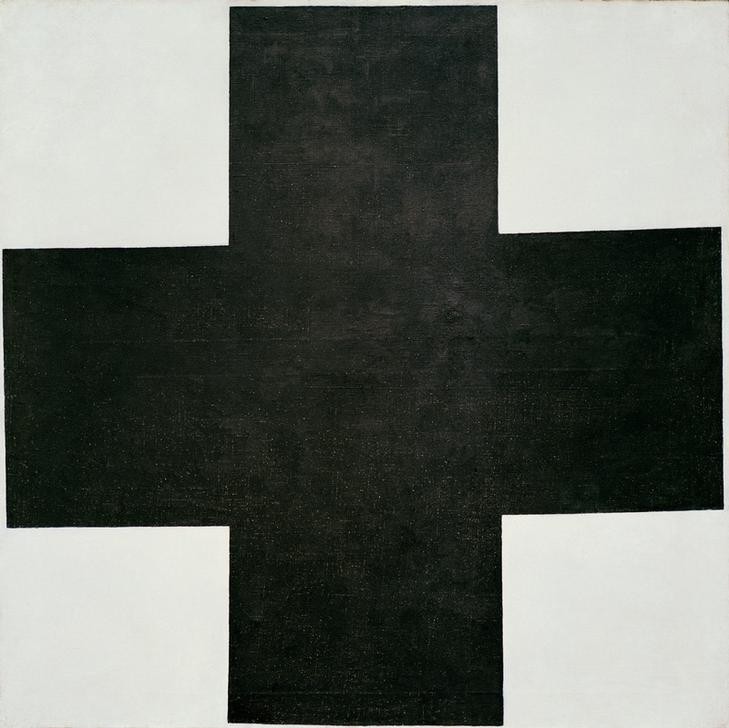 Kasimir Malewitsch, Leinwandbild, Schwarzes Kreuz, Seitenflächen weiß (Kreuz,Sowjetische Kunst,Abstrakte Kunst,Russische Kunst,Suprematismus,Ukrainische Kunst,Schwarz)