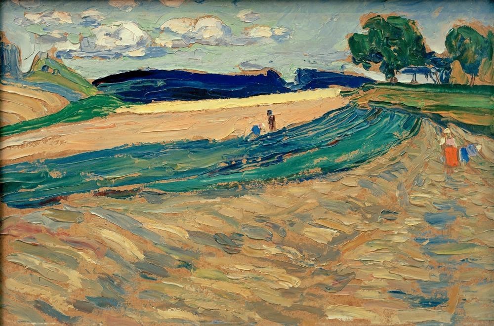 Wassily Kandinsky, Oberpfalz – Landschaft mit gelbem Feld (Landschaft,Impressionismus,Russische Kunst,Feld,Jahrhundertwende,Landwirtschaft)