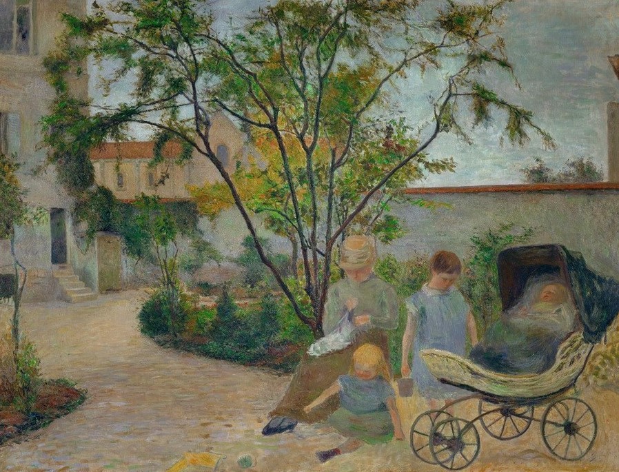 Paul Gauguin, Jardin à Vaugirard, ou La famille du peintre dans le jardin (Familie,Kinderwagen,Künstlerleben,Maler (Künstler),Impressionismus,Hausgarten,Französische Kunst,Familienleben,Menschen Im Garten,Synthetismus,Person,Garten)