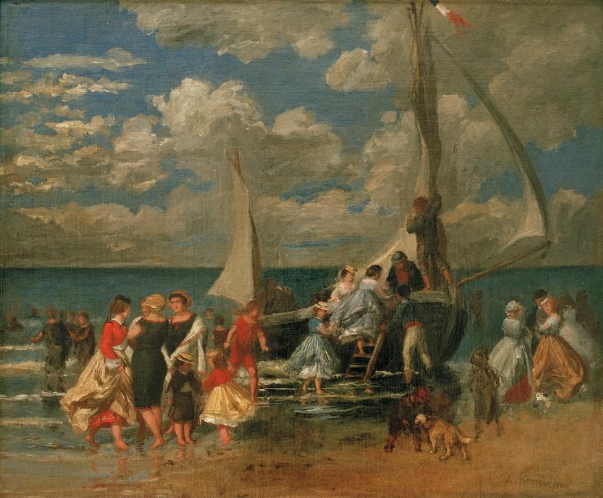 Pierre-Auguste Renoir, Réunion autour d’un bateau (Maler (Künstler),Freizeit,Seebad,Strand,Meer,Impressionismus,Segelboot,Reise,Französische Kunst)